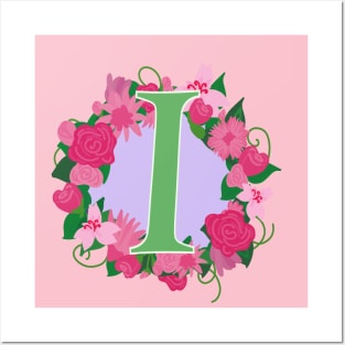 Monogram I, Personalized Floral InitiaI Posters and Art